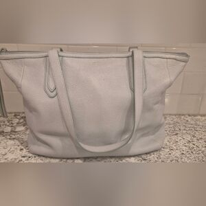 Fossil Sydney Genuine Cowhide Leather Work Tote Gray Zip Top Shoulder Bag
